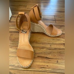 Dolce Vita Noor Espadrille Wedge Sandals Ankle Strap Tan Leather